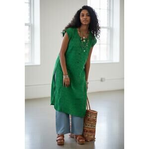 Avaasa Boho Hippie Cotton Kurta Tunic Coverup XS Green